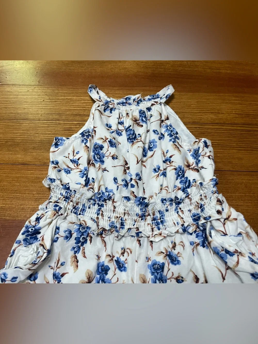 Janie & Jack Cream Blue Floral Jumpsuit Romper Size 18-24 Months
